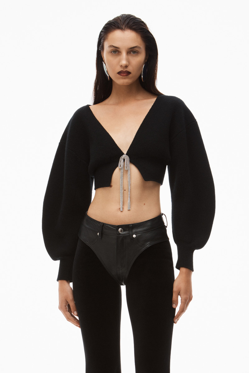 Alexander Wang V-NECK CROPPED CARDIGAN IN BOILED WOOL outlook