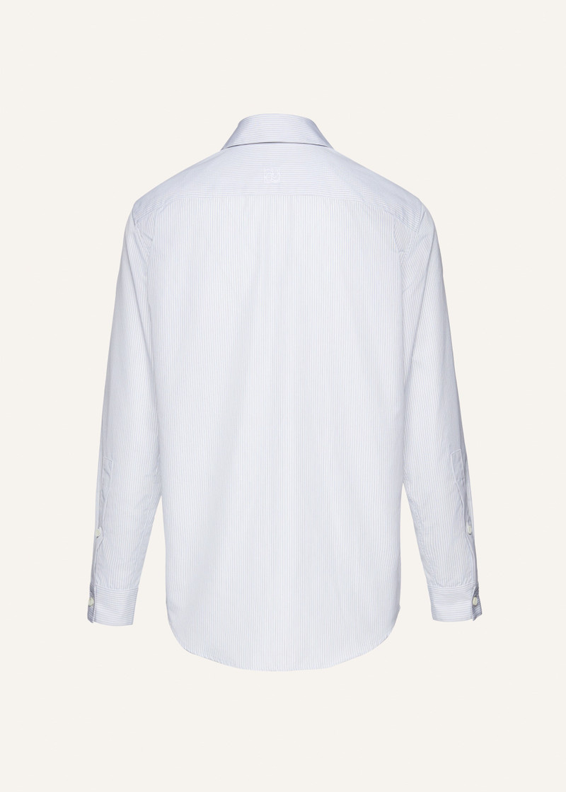 Cotton poplin button up shirt in grey stripes 2