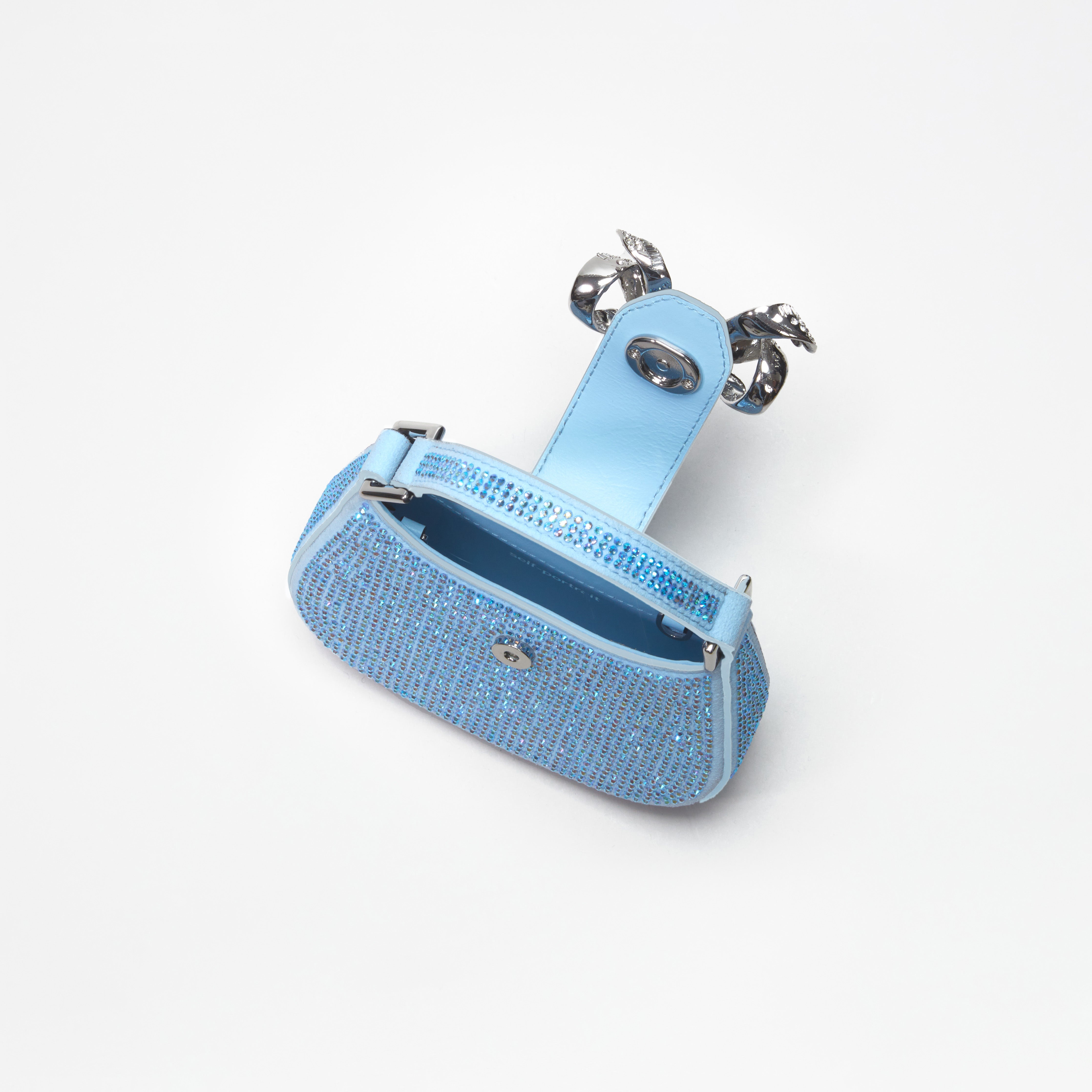 Blue Rhinestone Crescent Bow Micro Bag - 5