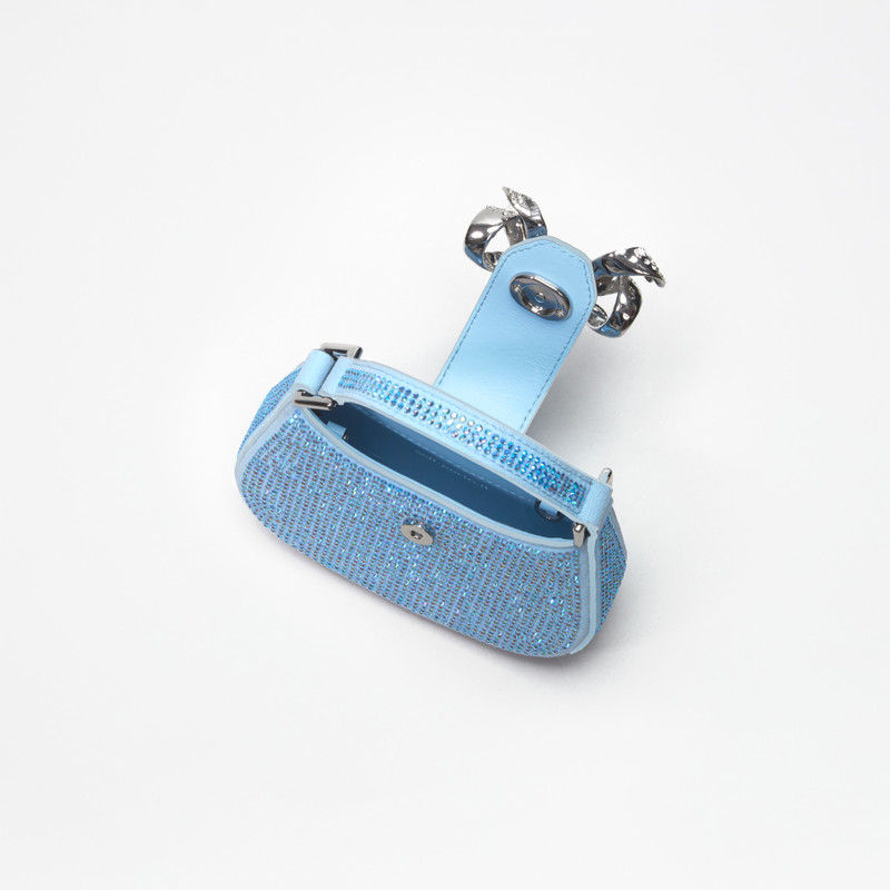 self-portrait Blue Rhinestone Crescent Bow Micro Bag outlook