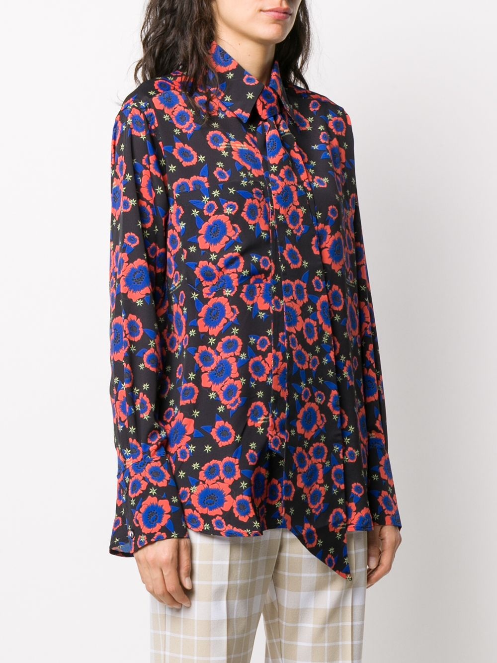 floral-print tie-insert shirt - 3