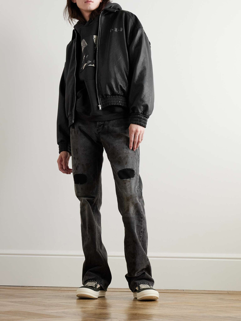 Enfants Riches Déprimés Logo-Embroidered Full-Grain Leather Jacket outlook