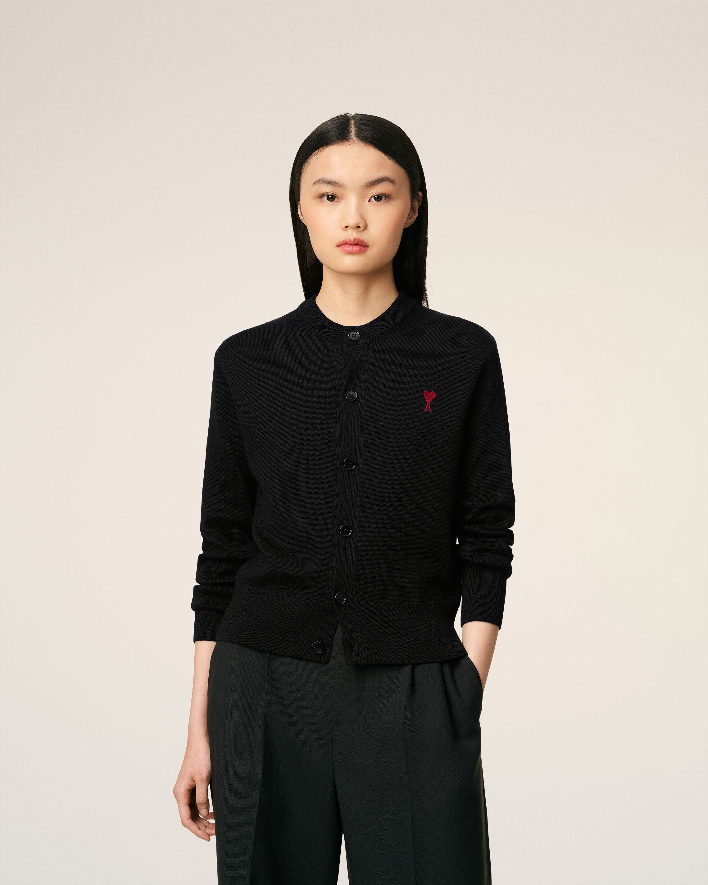 BLACK WOOL AMI DE COEUR CARDIGAN - 3