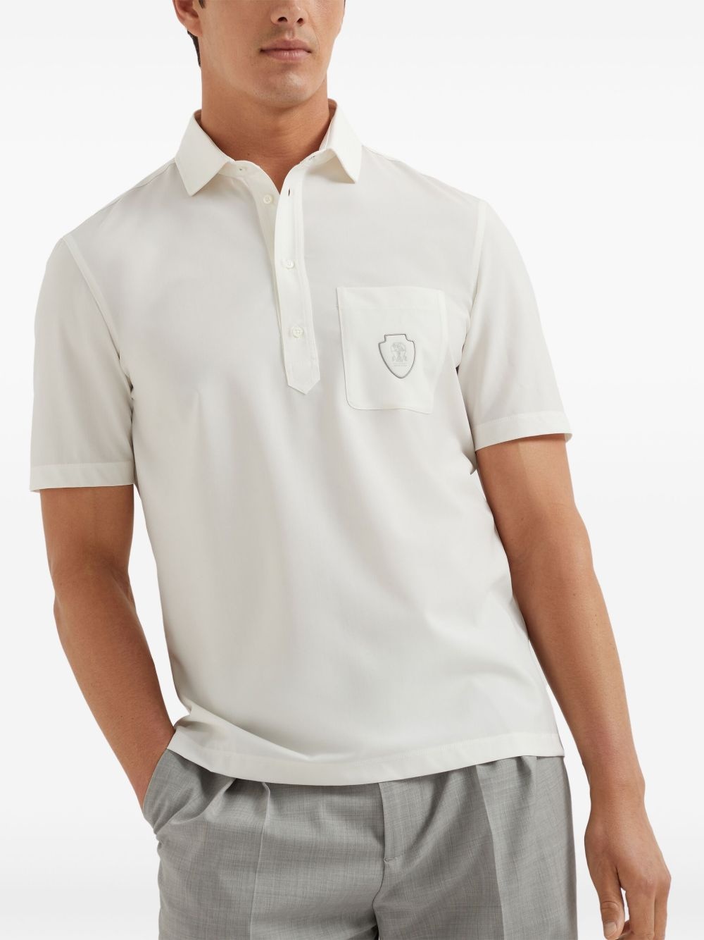 logo-appliqué polo shirt - 3