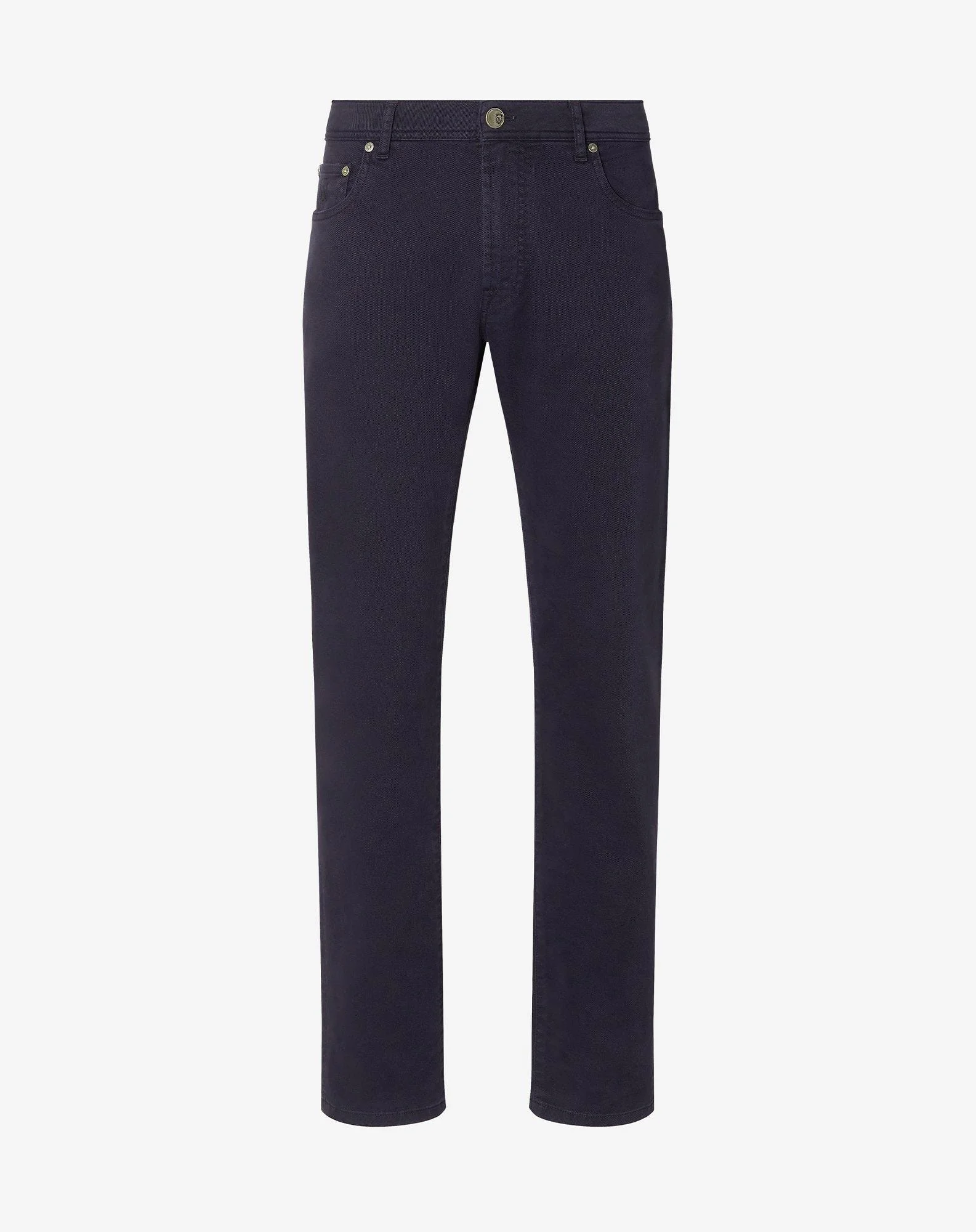 Navy blue stretch gabardine 5-pocket trousers - 1