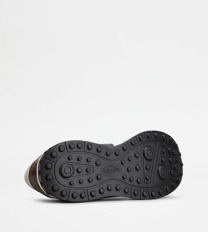 SNEAKERS IN LEATHER AND TECHNICAL FABRIC - GREY, WHITE, BLUE 4