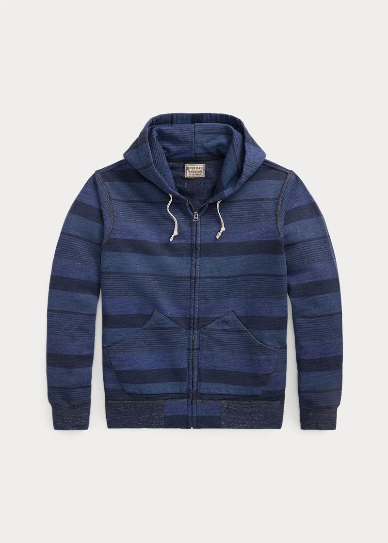Striped French Terry Full-Zip Hoodie - 1