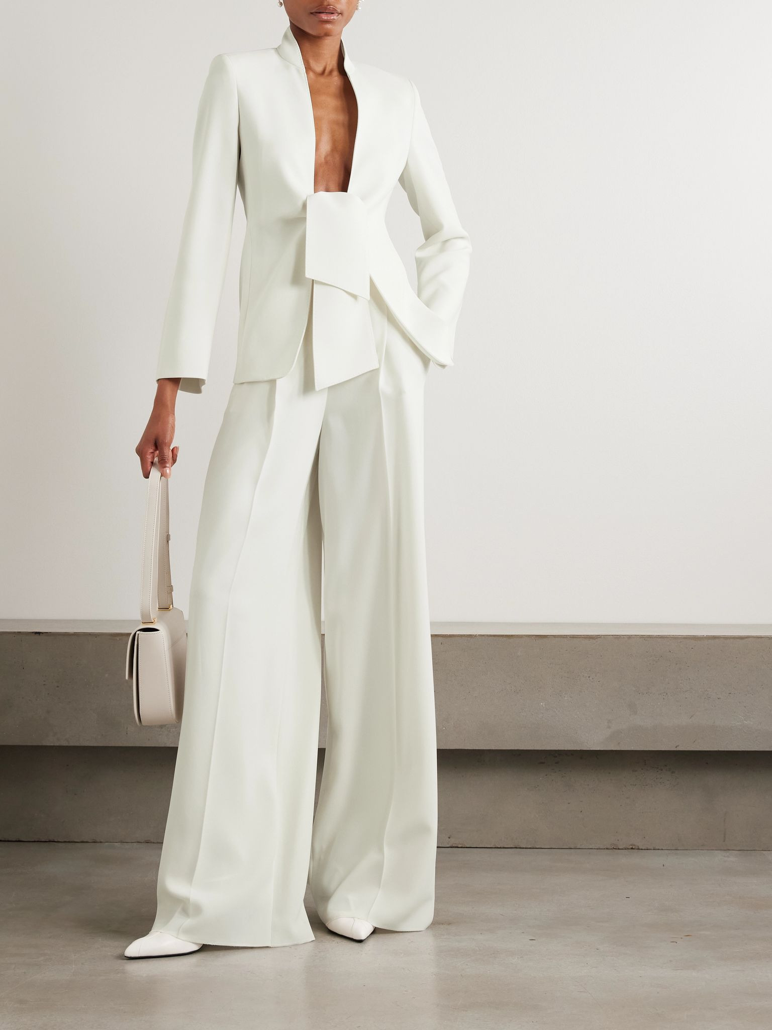 Ghiotto tie-front cady blazer White - 2