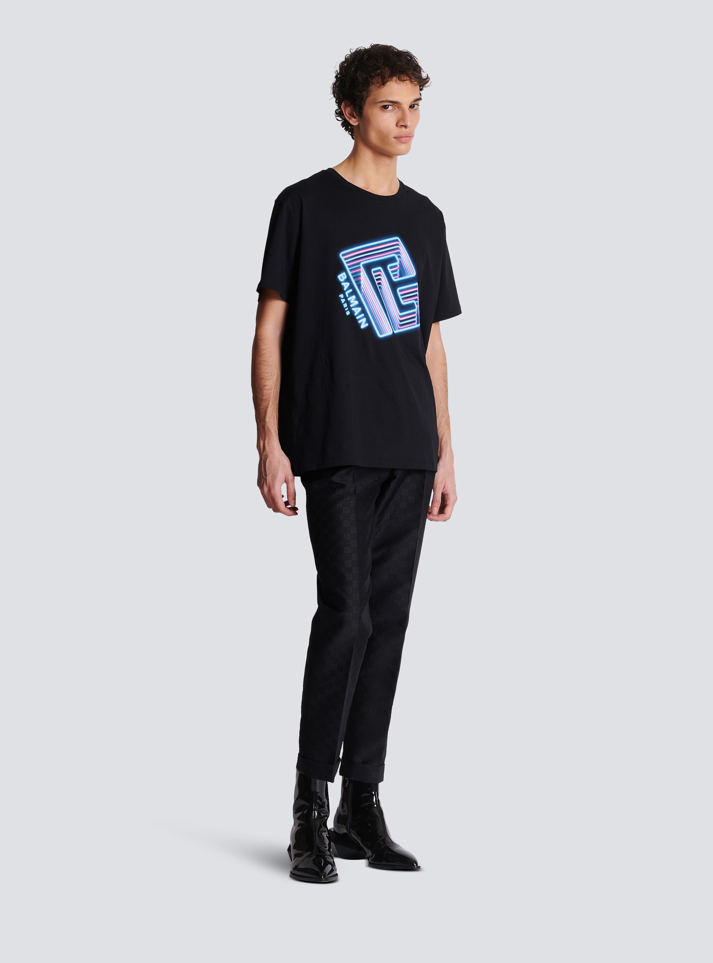 T-shirt with neon printed labyrinth logo - 3