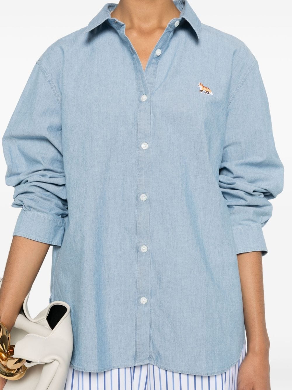 baby fox-motif chambray shirt - 5