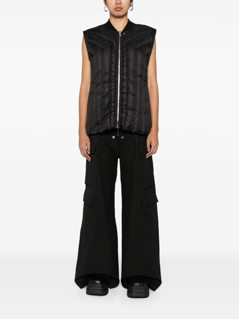 funnel-neck quilted down gilet - 6