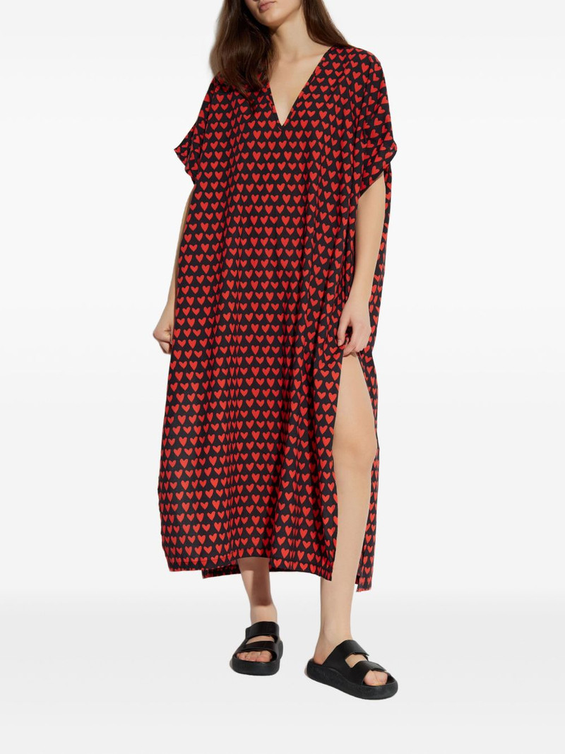 Moschino heart-print V-neck midi dress outlook