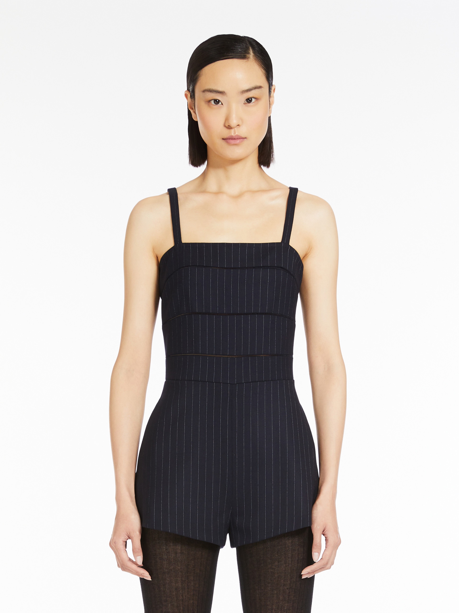 ANFORA1234 Pinstripe wool playsuit - 3