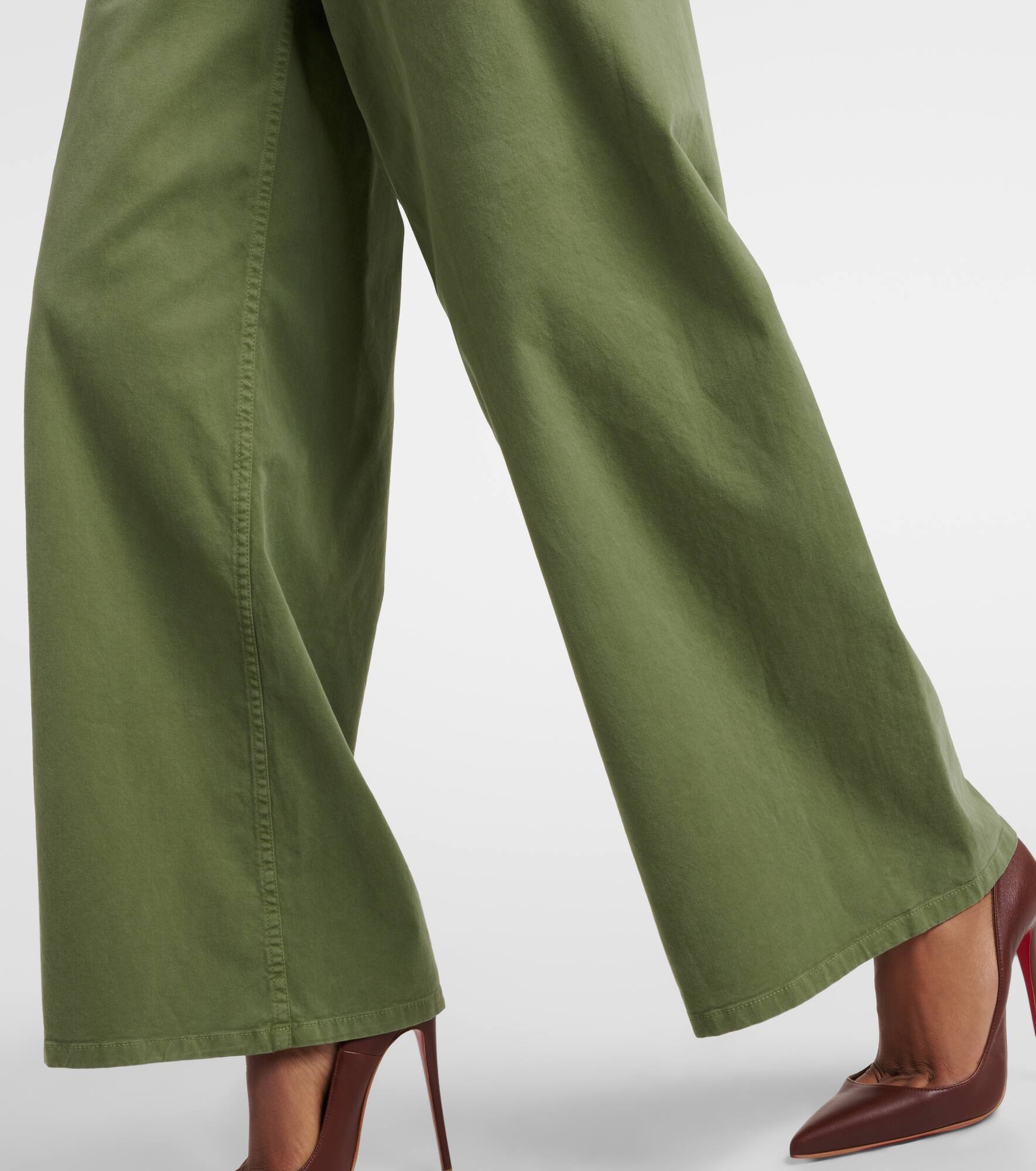 Megan high-rise cotton wide-leg pants - 6