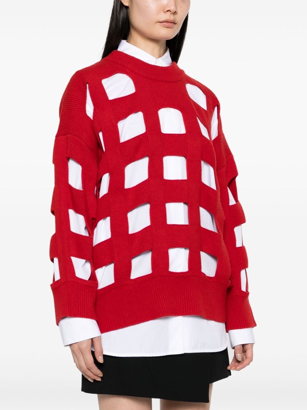 cut-out virgin-wool jumper - 3