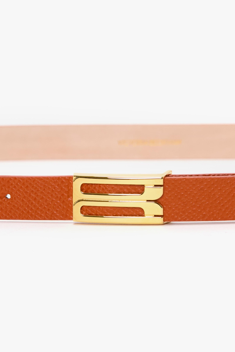 Victoria Beckham Micro Frame Belt In Burnt Orange Grained Leather outlook