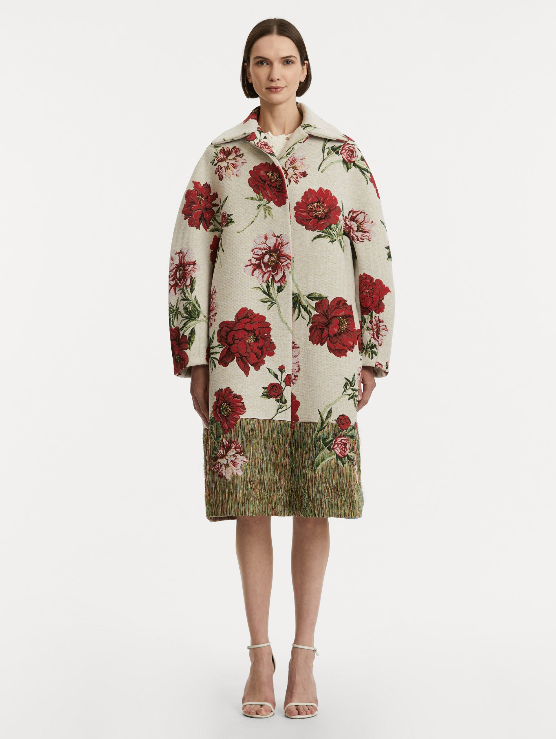 PEONY UNRAVELED JACQUARD COAT - 2