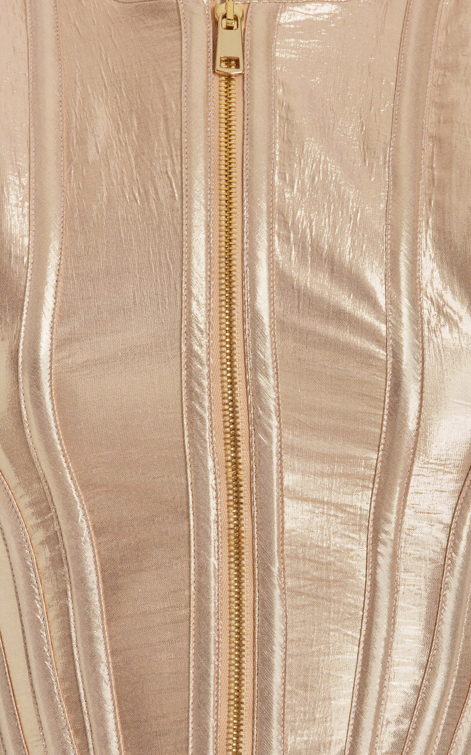 Adam Satin Zipper-Detailed Corset Top gold - 8