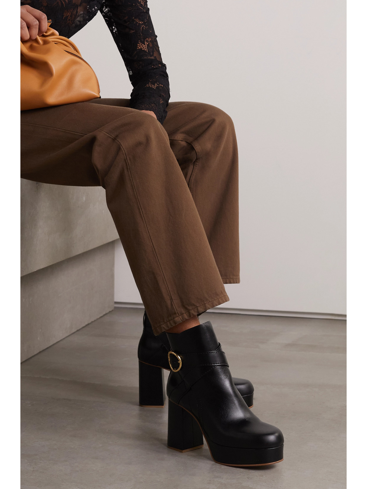 Lyna Buckled Leather Ankle Boots - 2