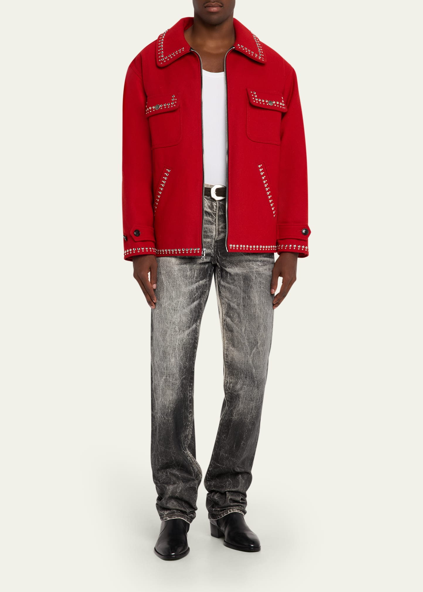 Men's Jimmy Ecru Twill Flare Pants - 2