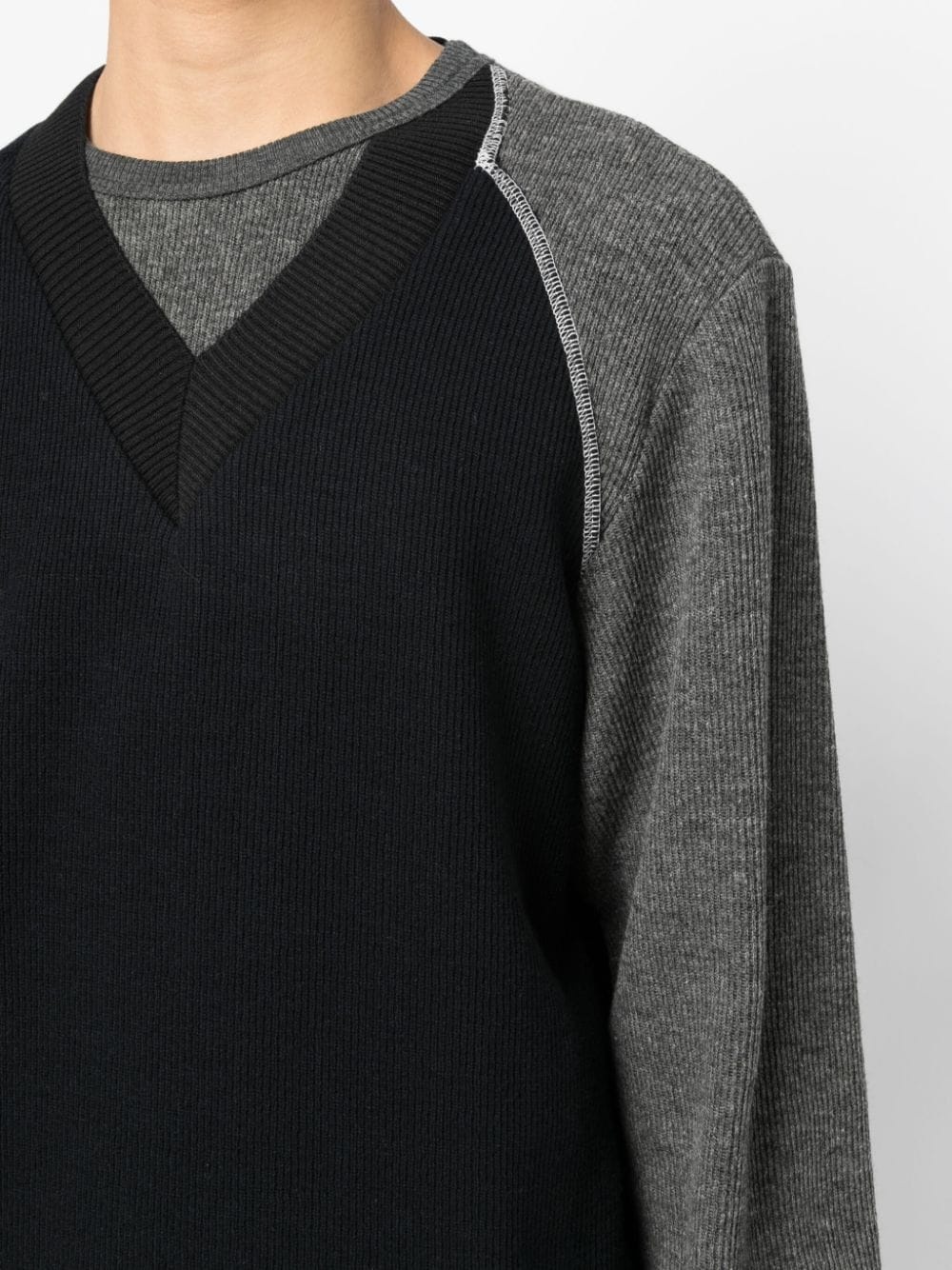 patchwork-design knitted jumper - 5