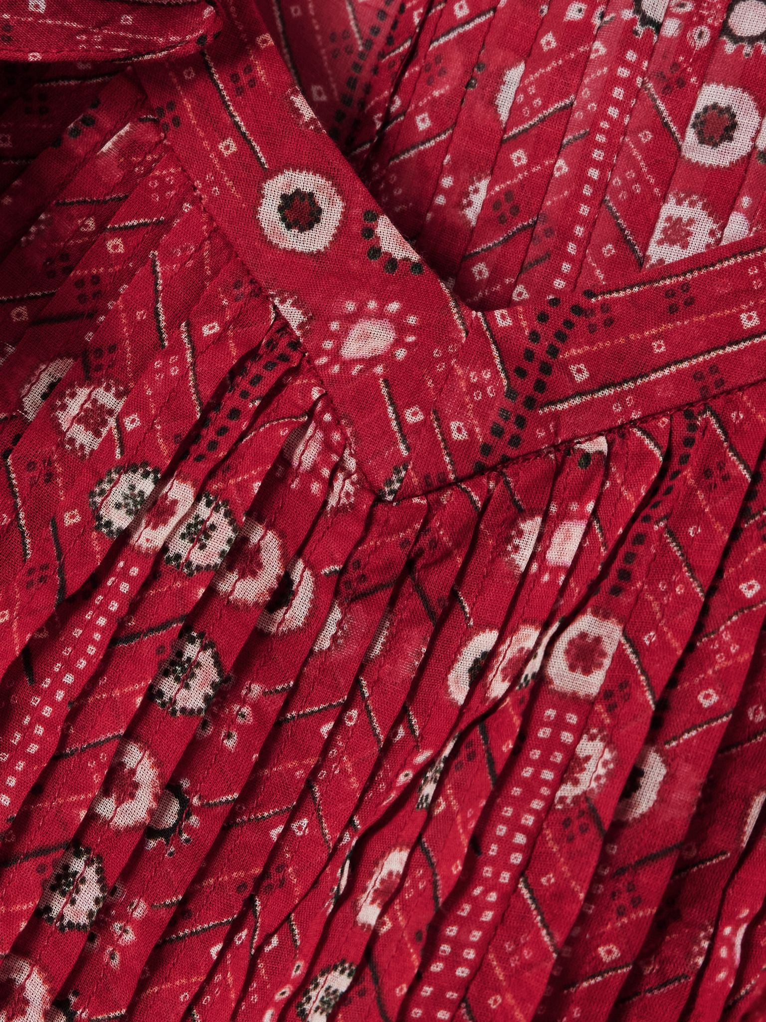 Ruffled printed organic cotton-voile blouse Red - 4