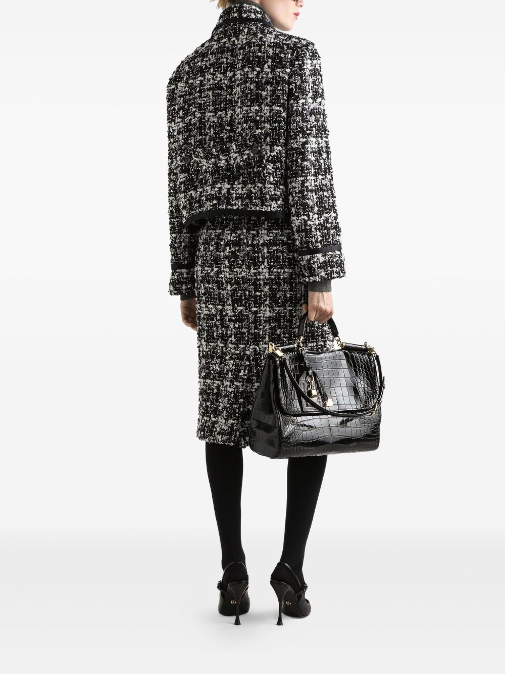 tweed checked midi skirt - 3