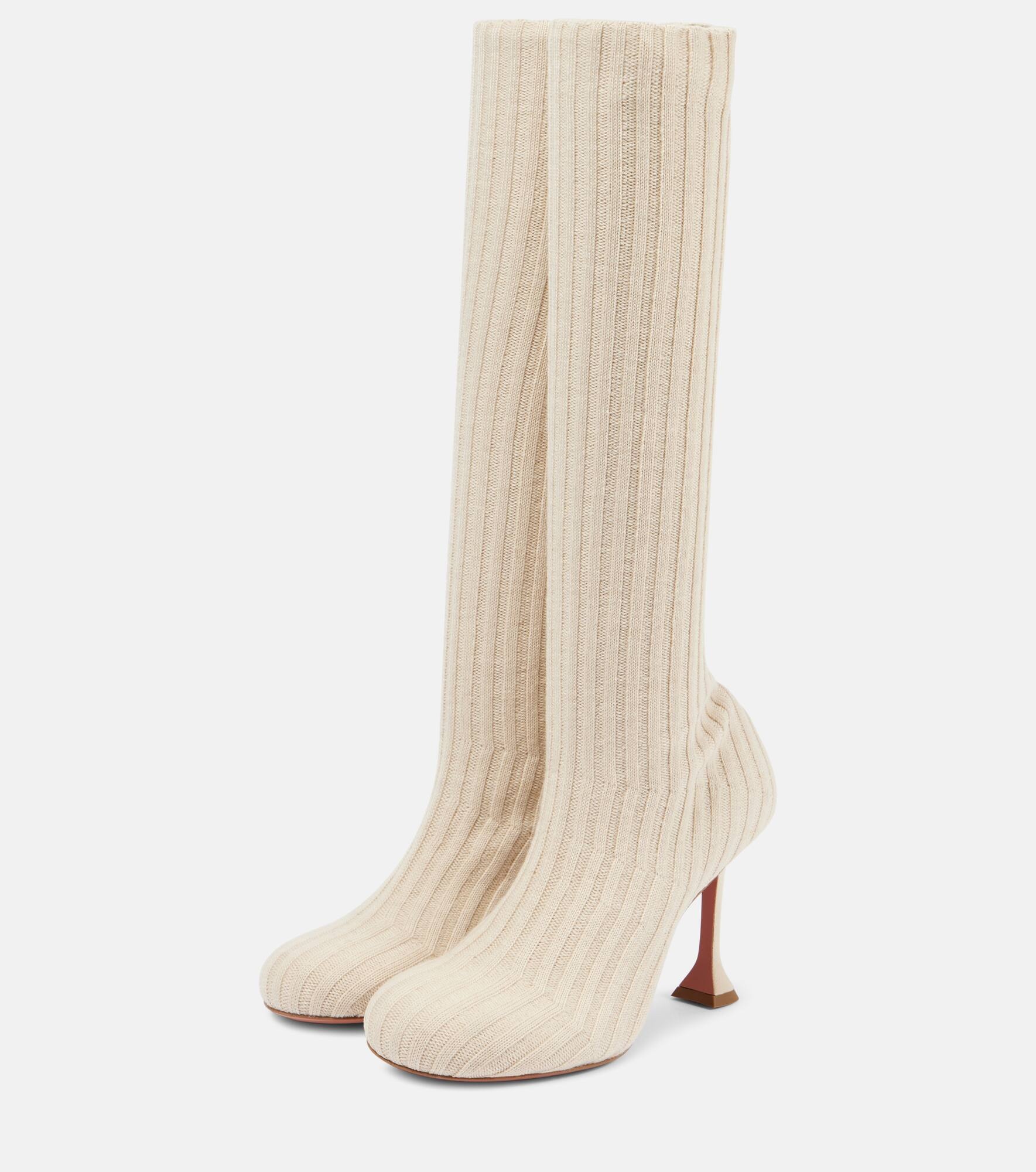 Veneda 95 stretch ribbed-knit knee boots - 4