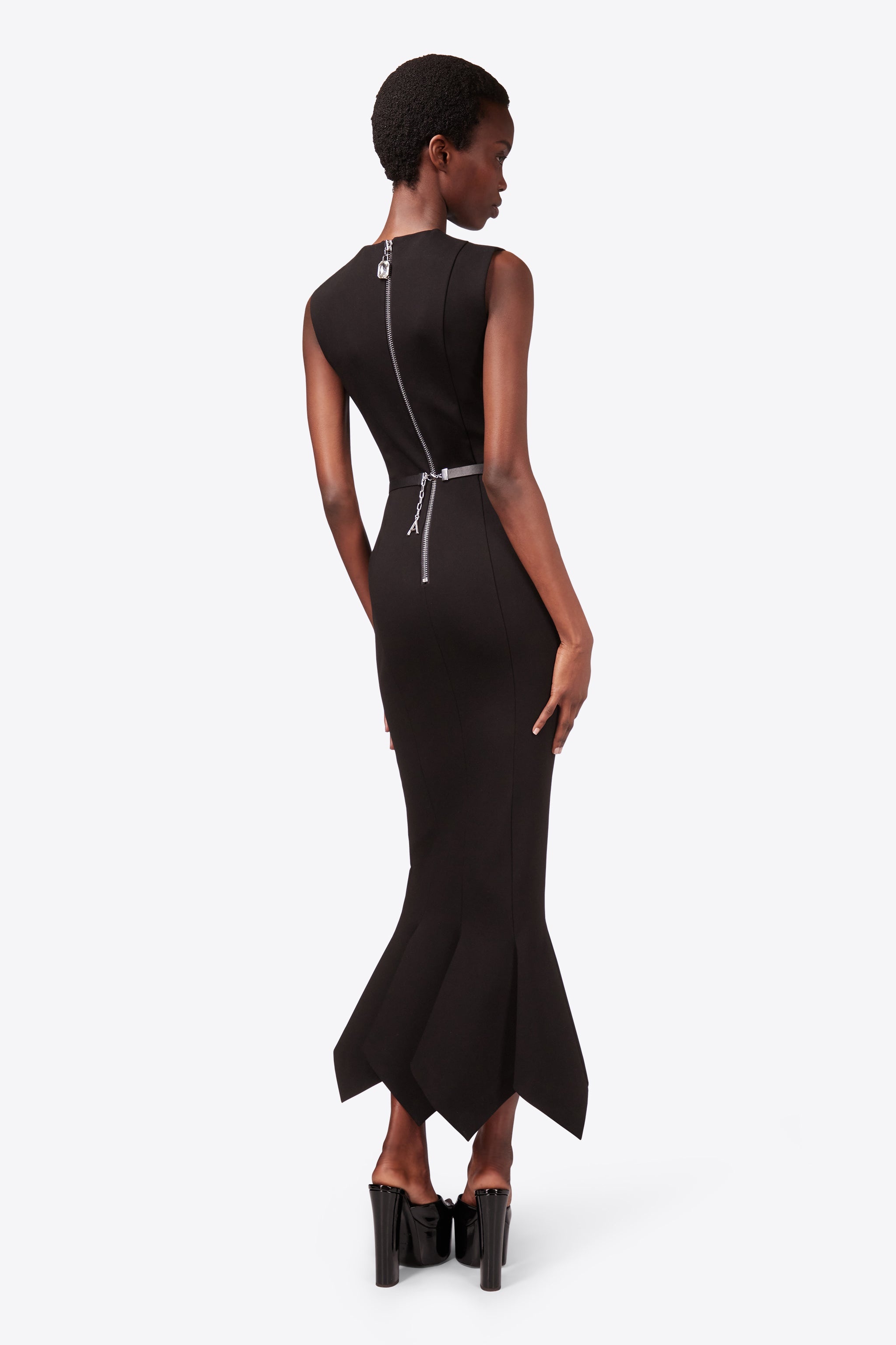 HANDKERCHIEF ZIPPER MIDI DRESS - 6
