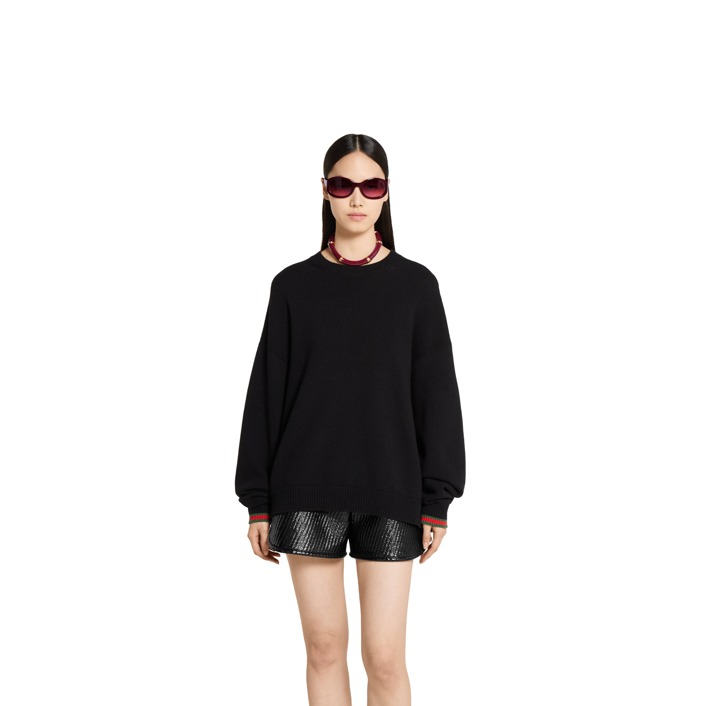 Cashmere wool sweater with Web trim - 3