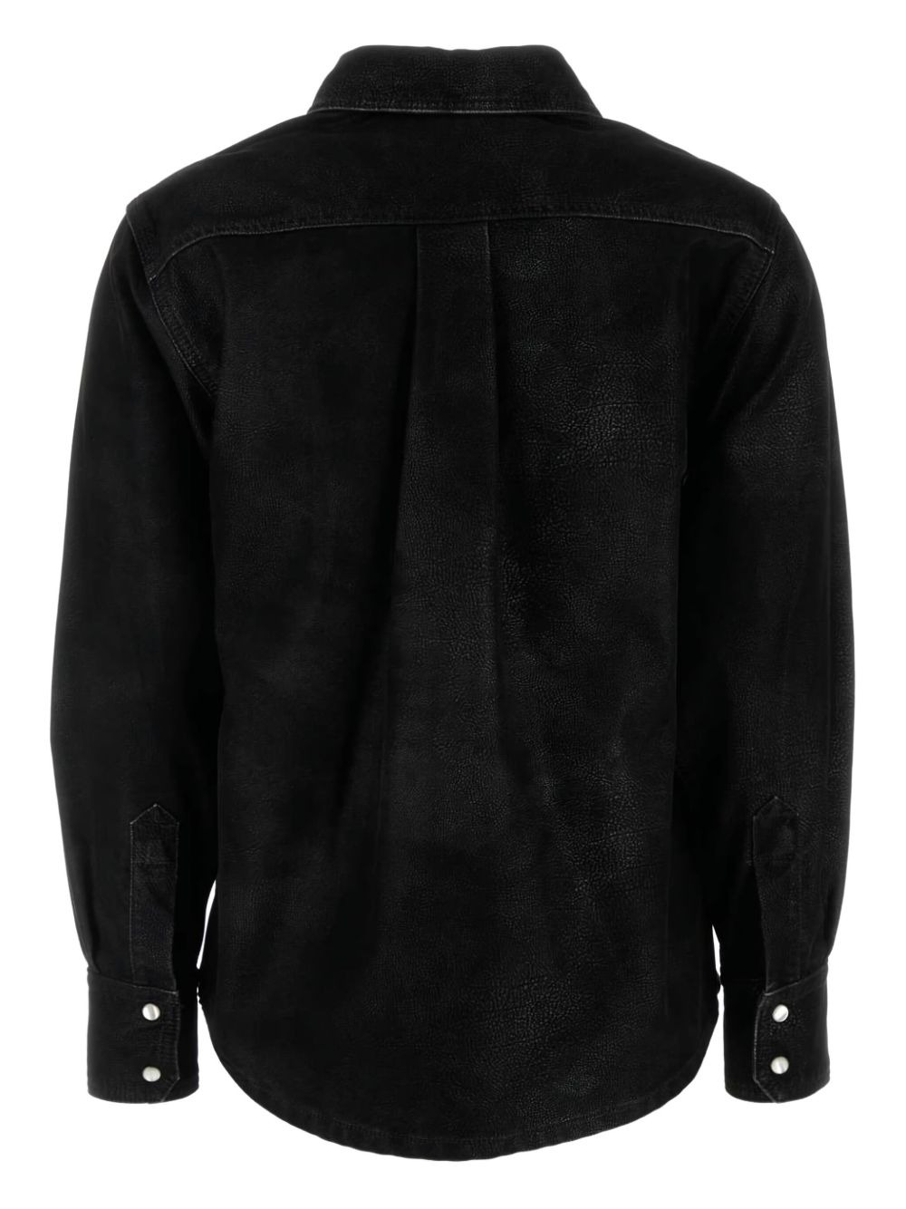 Delcia leather-texture flap-pocket shirt - 2