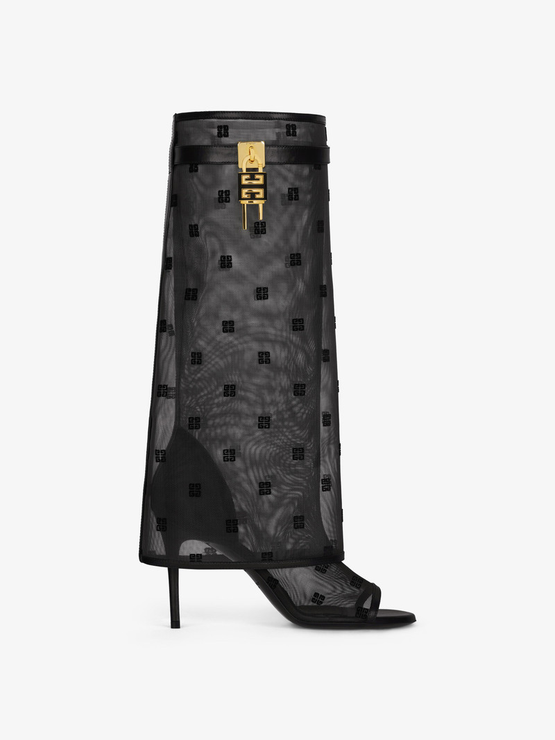 SHARK LOCK STILETTO SANDAL BOOTS IN 4G MESH 1