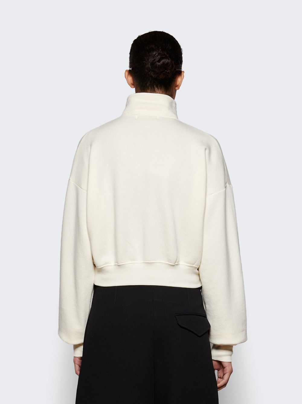 Cropped Half Zip Sweatshirt Cream - 5