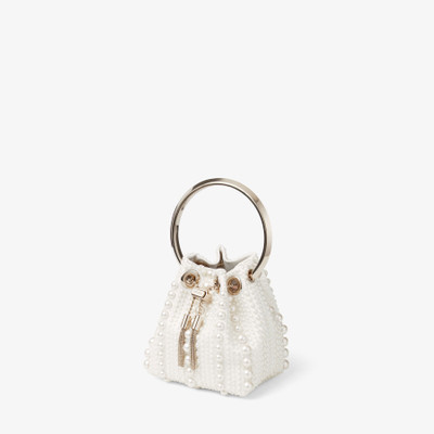 JIMMY CHOO Micro Bon Bon
Ivory Satin Mini Bag with All-Over Pearls outlook