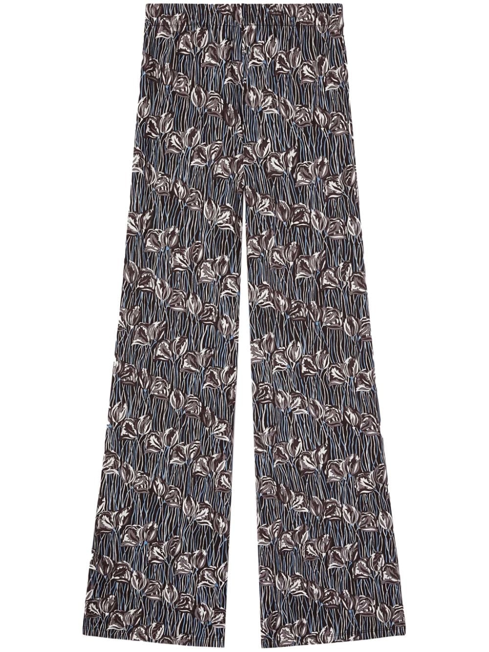 floral print straight-legged trousers - 1