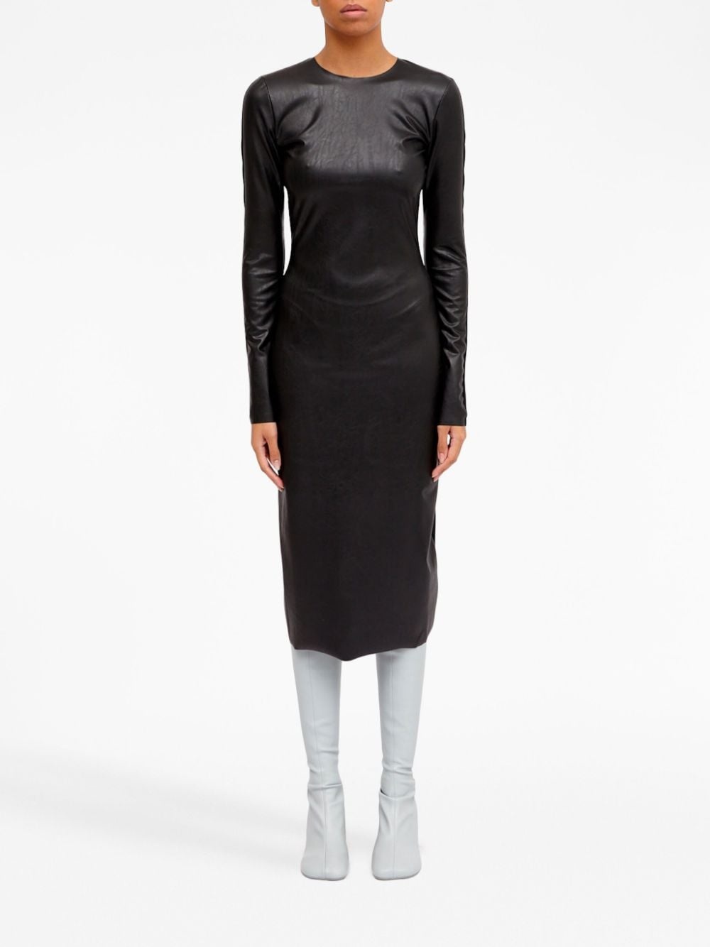 faux leather midi dress - 2
