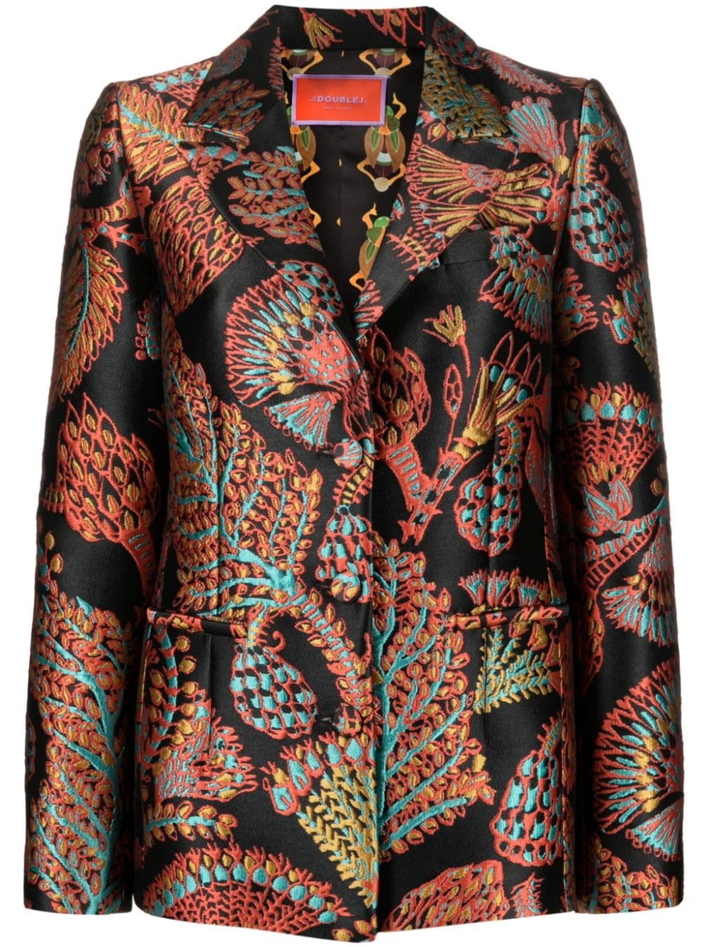 single-breasted graphic-print blazer - 1