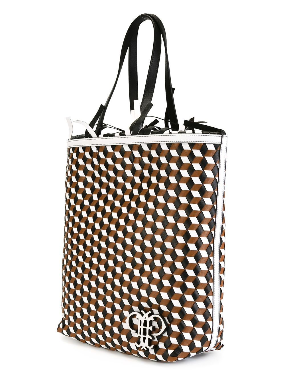 geometric pattern frilled shoulder bag - 4