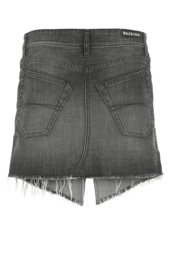 Balenciaga Woman Black Denim Cut-Up Mini Skirt - 2