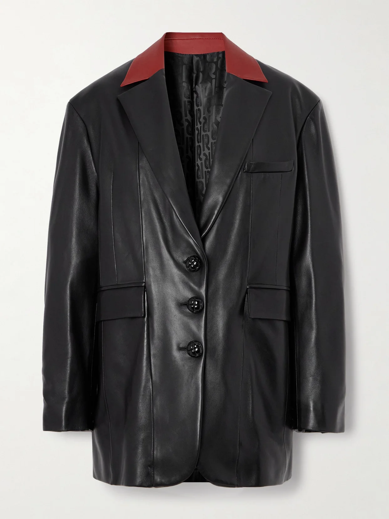 Oversized Two-tone Leather Jacket - 1