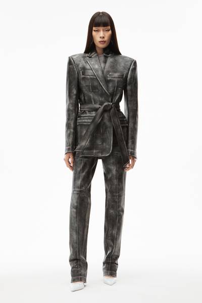 Alexander Wang BELTED BLAZER IN VINTAGE MOTO LEATHER outlook