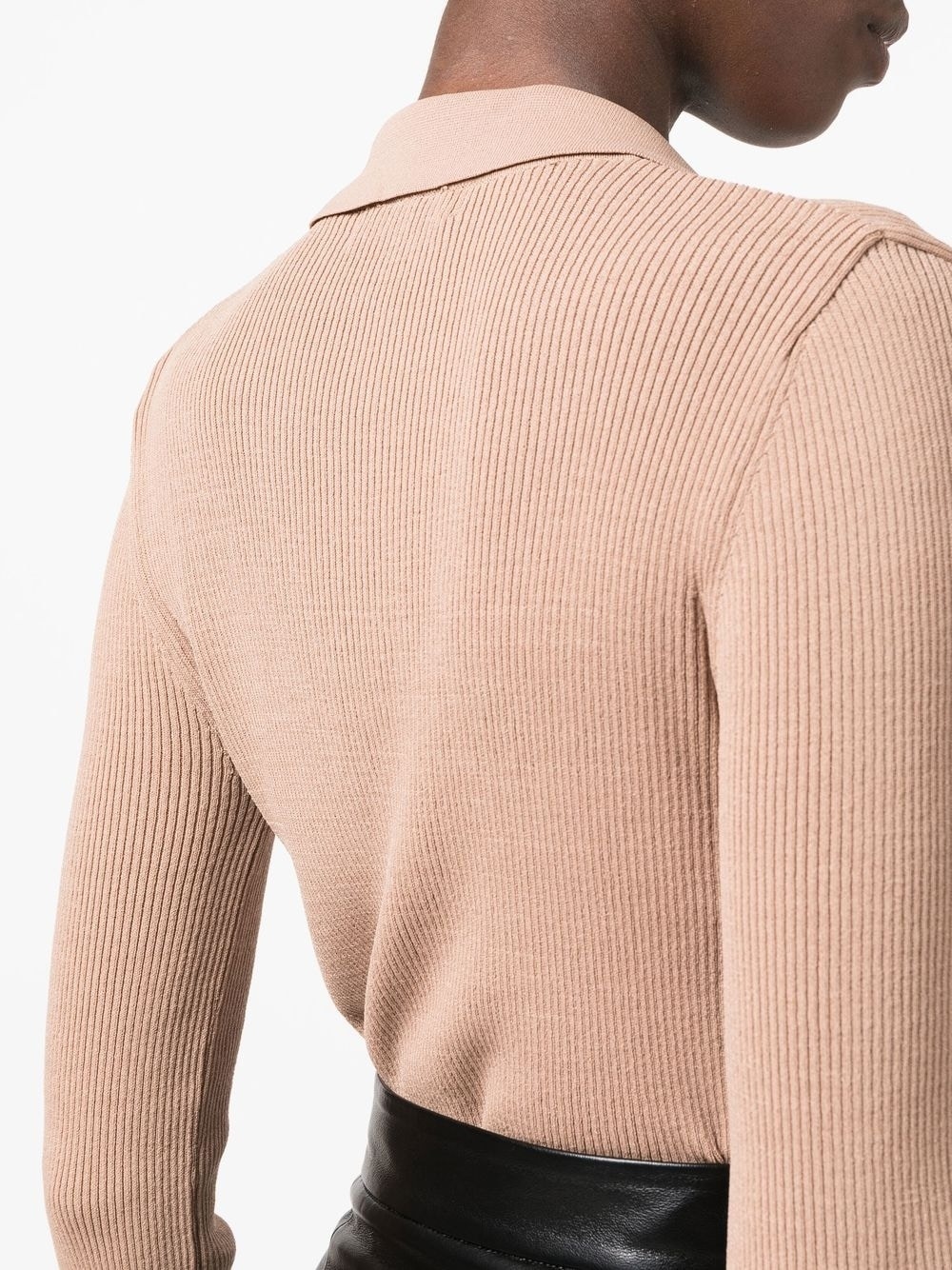 ribbed-knit notched-collar shirt - 5