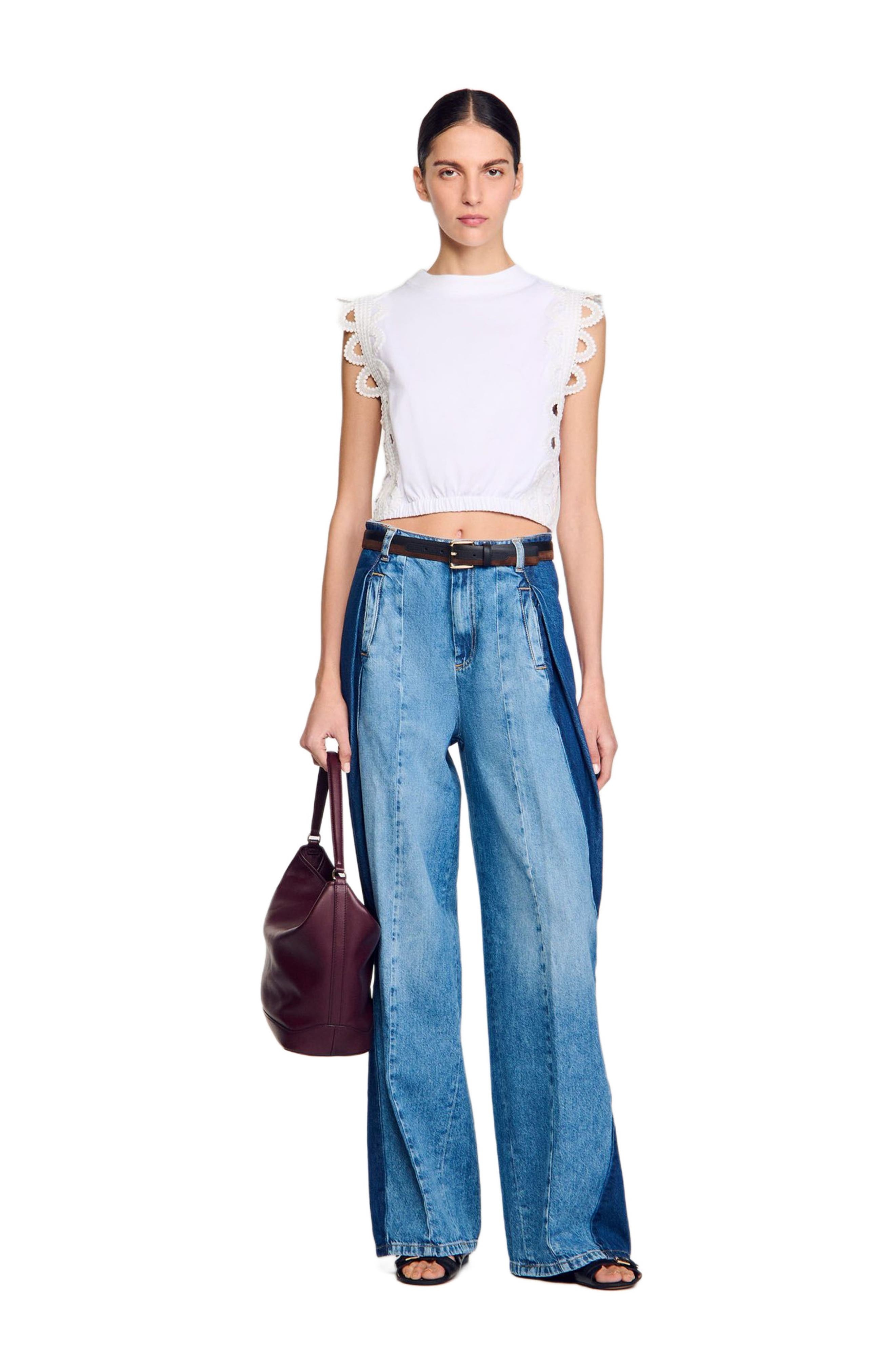 SANDRO Leather bucket bag in Bordeaux at Nordstrom - 5