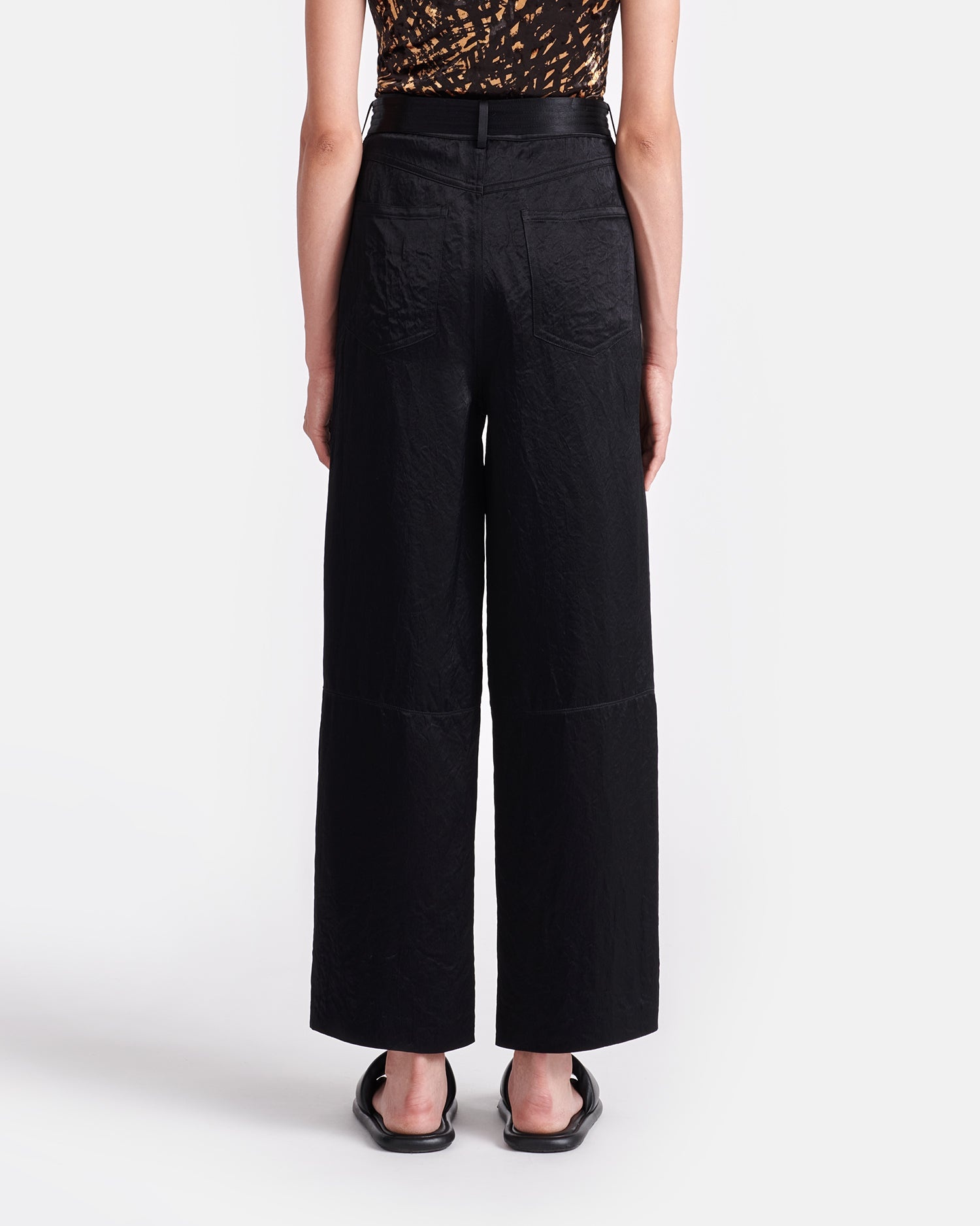 Belted Crinkled-Satin Pants - 5
