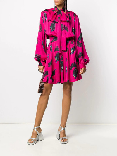 MSGM flared cat print mini dress outlook