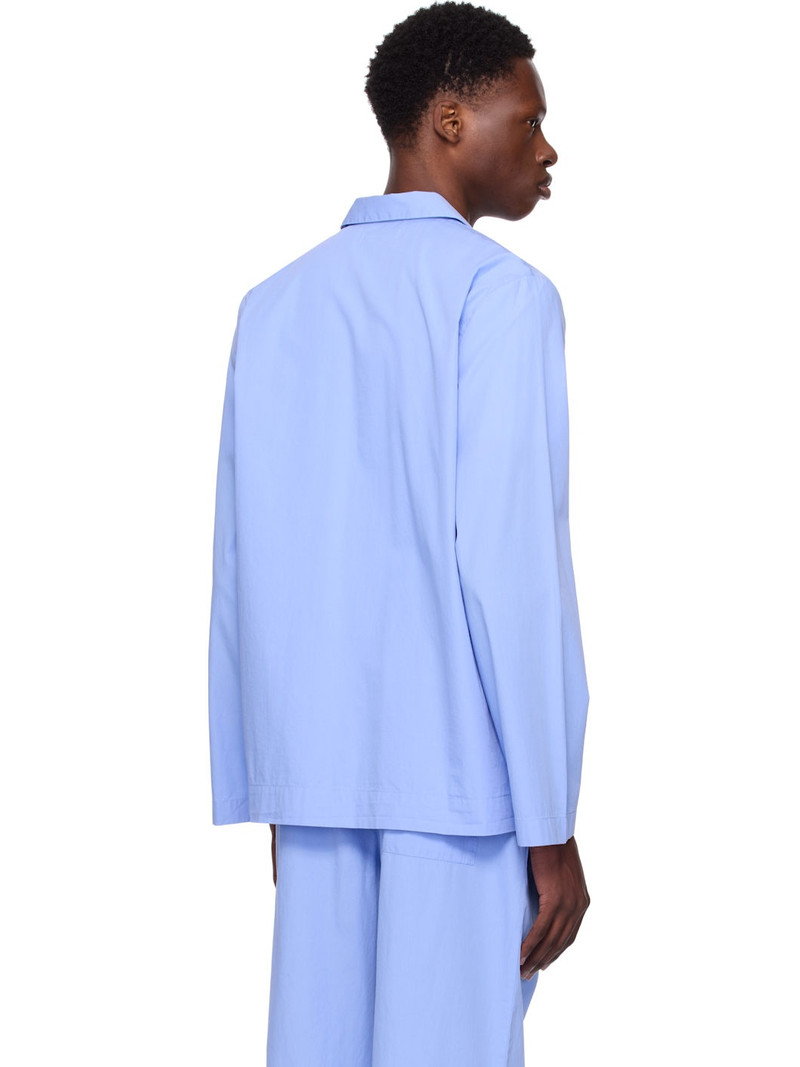 Blue Poplin Long Sleeve Pyjama Shirt 3