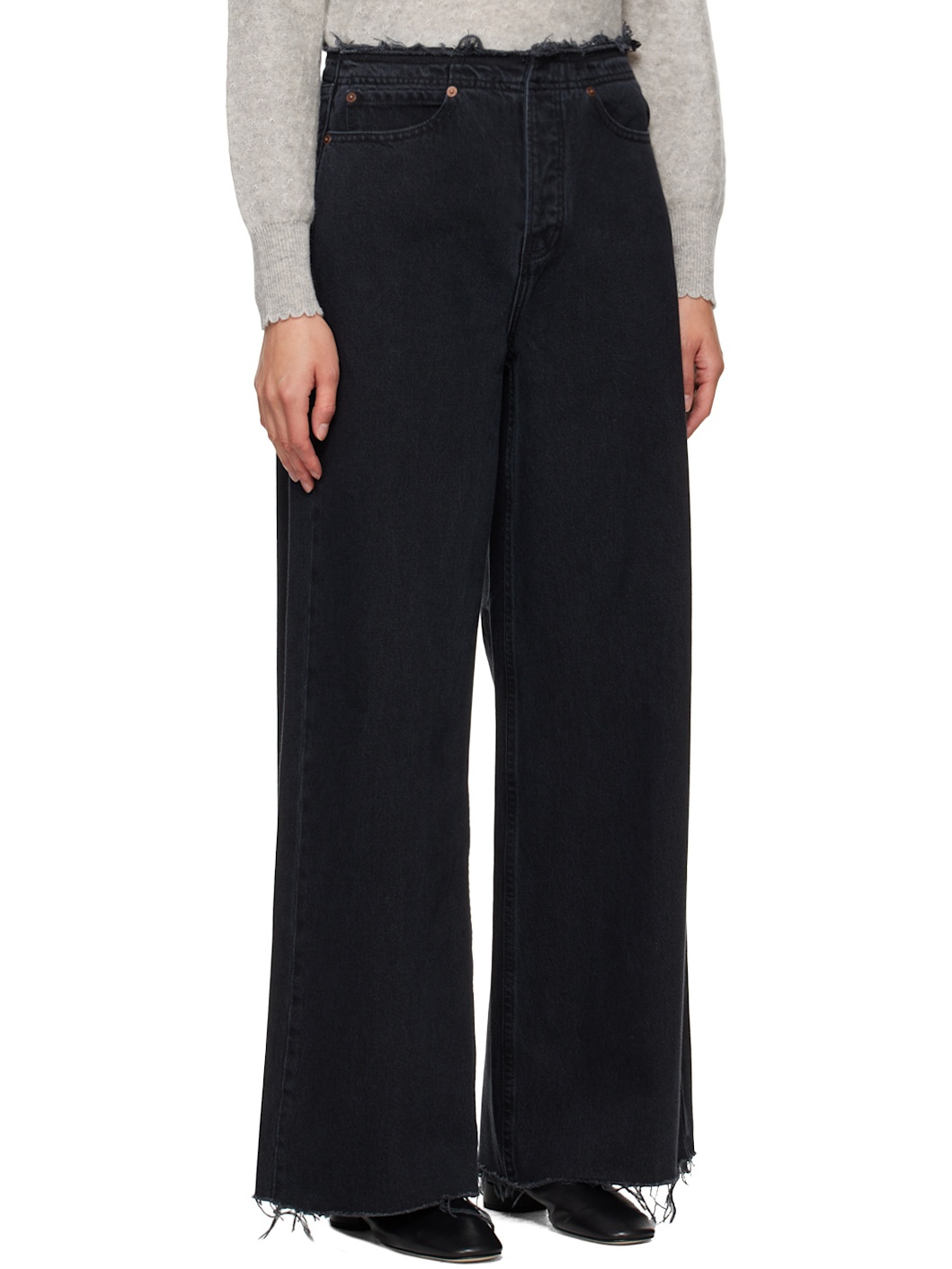 Black 'Le Low Baggy Wide Leg' Jeans - 2