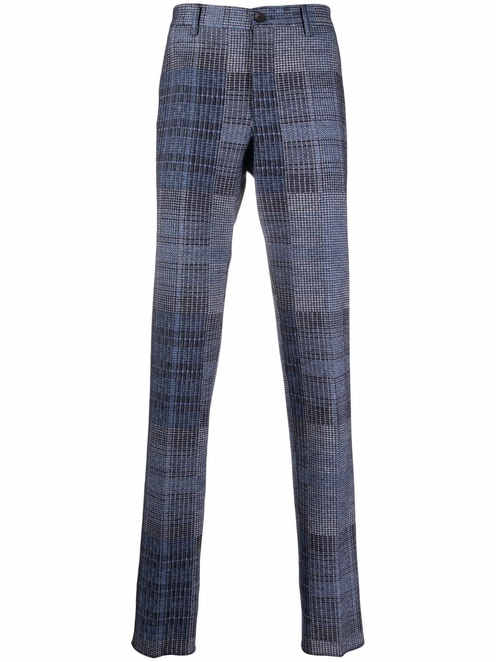 woven-check tailored trousers - 1