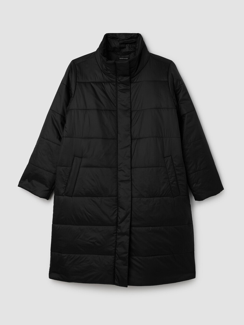 Eggshell Recycled Nylon Stand Collar Coat 1