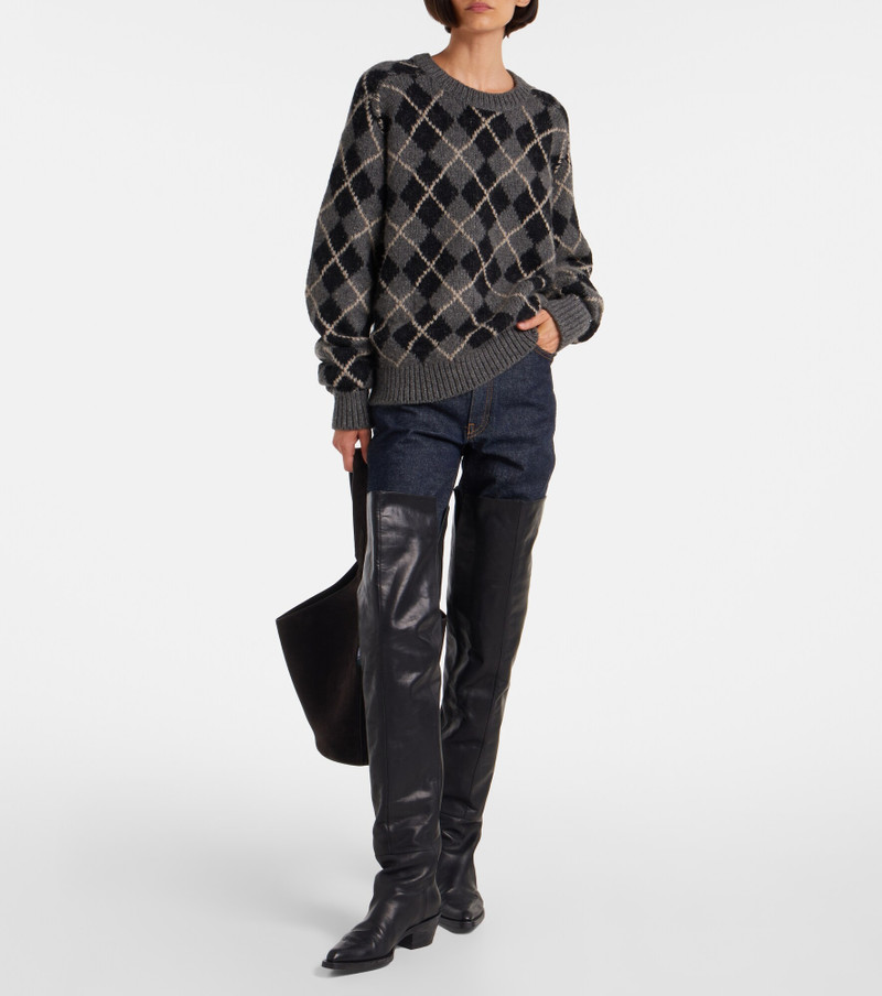 KHAITE Pratt argyle cashmere sweater outlook